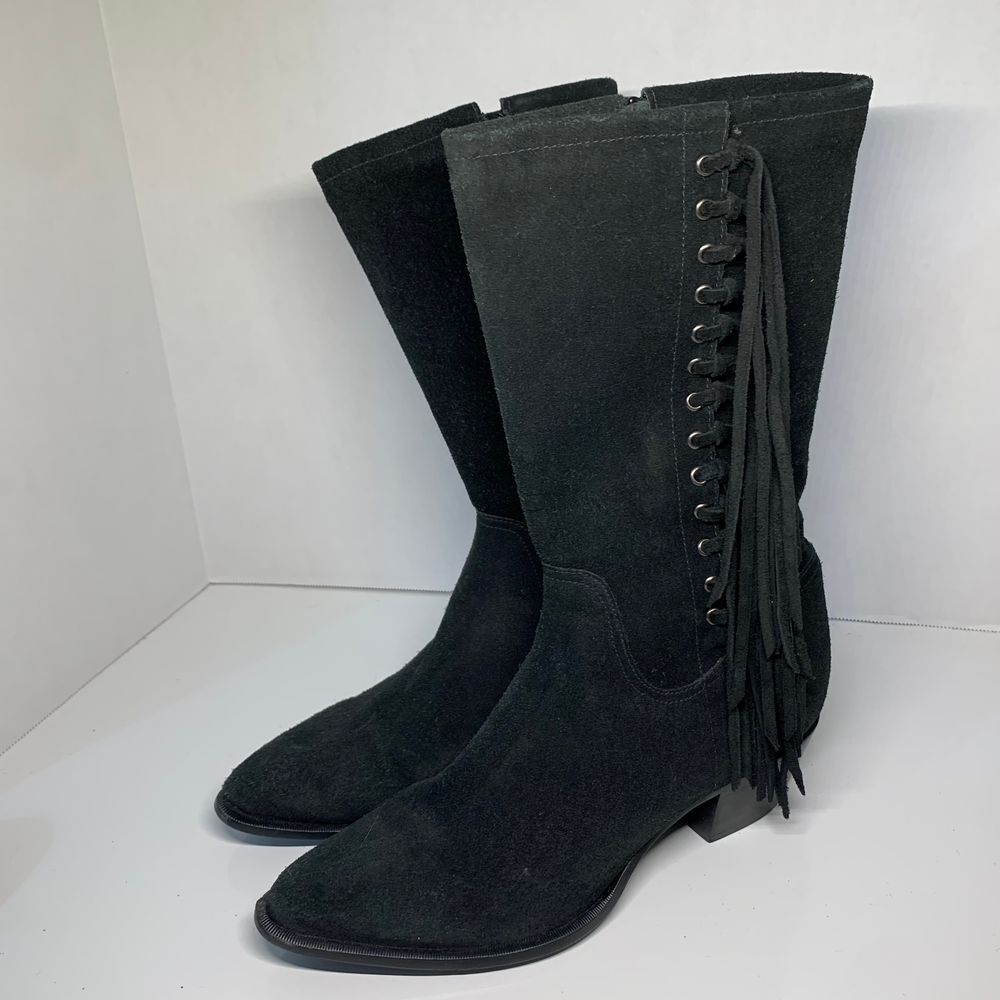 Durango Western Black Suede Fringe Boots Size 7.5 - Picture 2 of 16